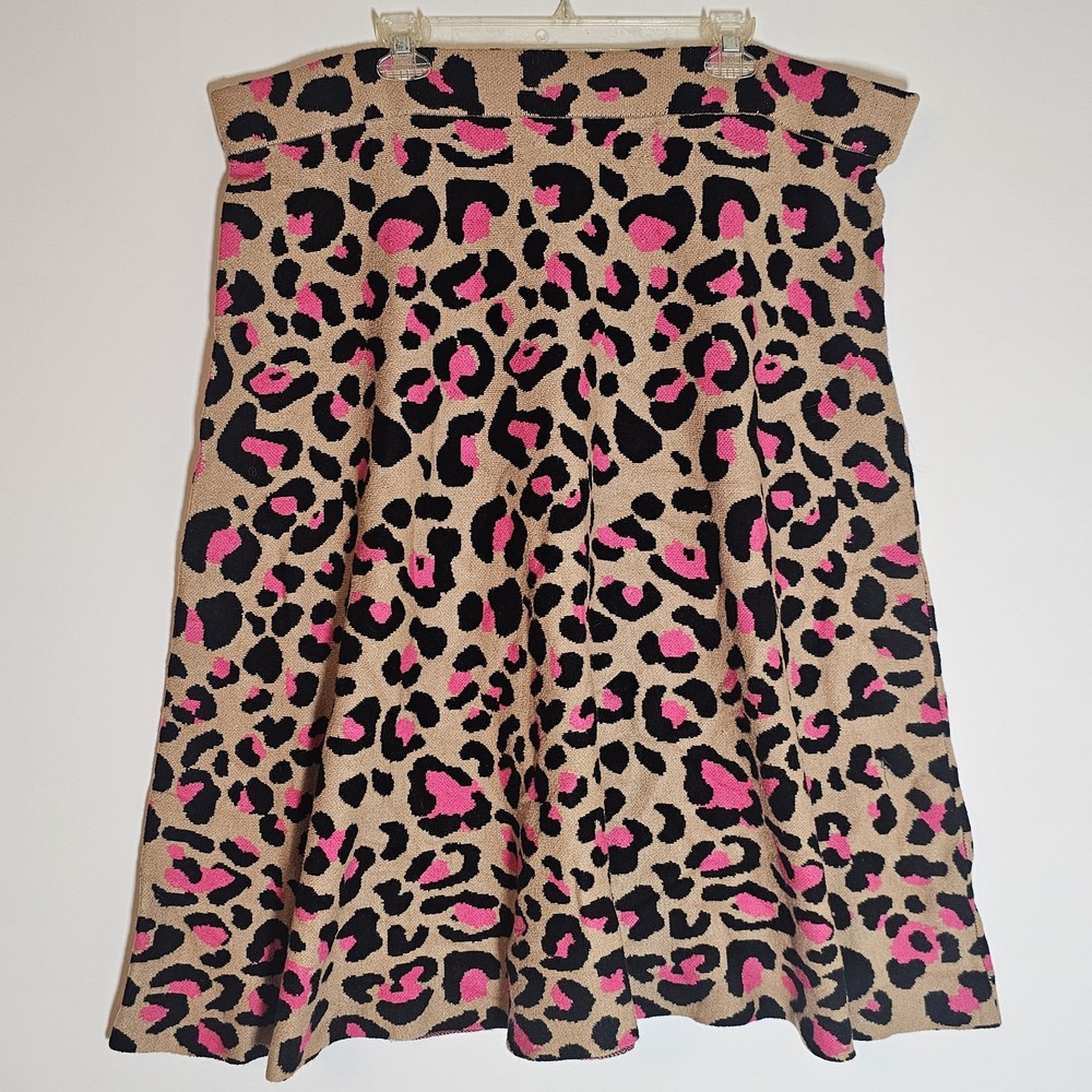 Cato Skirt Womens 26 28 Leopard Print Animal Midi Sweater Plus Boho Chic 4X